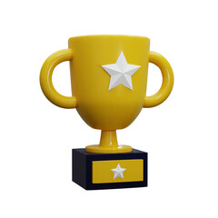 3D Trophy cup icon isolated in white background. -3D rendering