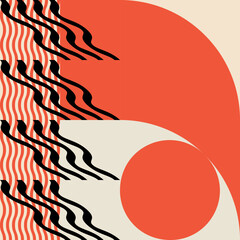 Modern abstract geometric  vector seamless pattern with simple elements and shapes like circle, square and triangle. Graphic pastel colored minimalist background.