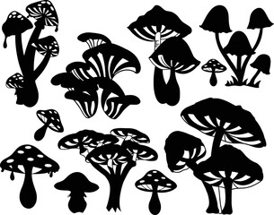 Magic Mushroom Flat Silhouettes Bundle