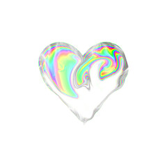 Heart liquid iridescent glitch shape