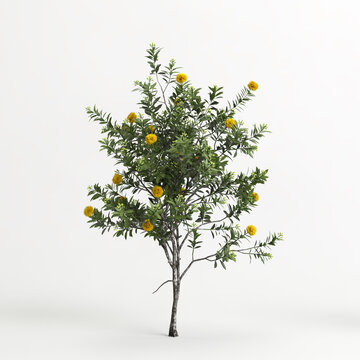 3d illustration of Xanthostemon chrysanthus tree isolated on white background
