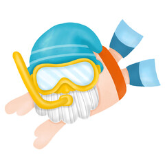 Gnomes dive watercolor clipart