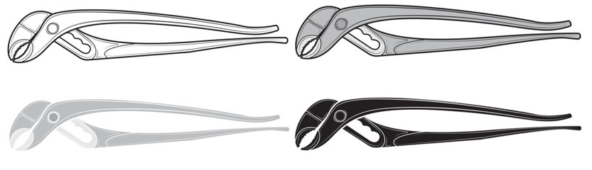 Obraz premium Set of Pliers illustration isolated on white background. Repair tool. Vector illustration