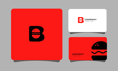 B burger Food Logo Minimalist 