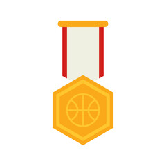Gold medal with ribbon. Vector illustration