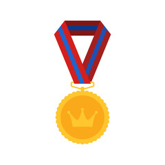 Gold medal with ribbon. Vector illustration