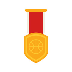 Gold medal with ribbon. Vector illustration