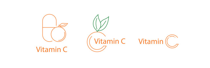 Vitamin c and orange icon vector illustration 