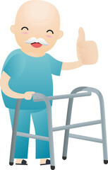 Fototapeta premium Old man showing thumbs up. Elderly man with thumb up like.
