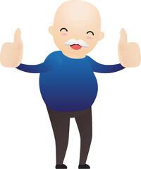 Old man showing thumbs up. Elderly man with thumb up like.