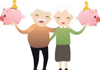 Retirement plan concept. Pension savings and planning on piggy concept.