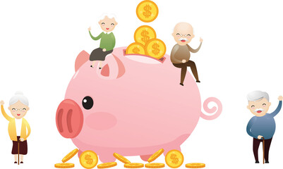 Retirement plan concept. Pension savings and planning on piggy concept.