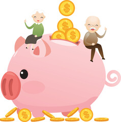 Retirement plan concept. Pension savings and planning on piggy concept.