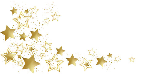 Design Gold stars isolated on a white background - Christmas and celebration banner
