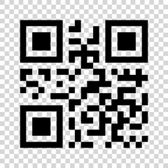 QR code icon. Vector QR code icon isolated on transparent background - obrazy, fototapety, plakaty