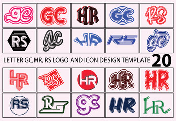 Letter GC,HR, RS logo and icon design template
