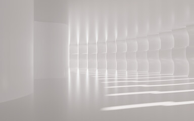 White empty architecture with curves , 3d rendering.