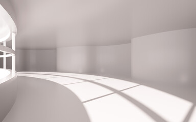White empty architecture with curves , 3d rendering.
