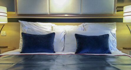  Luxurious ocean view or oceanview or outside cabin stateroom queen king double bed on luxury ocean...