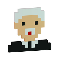 Naklejka premium Old businessman avatar. Pixel art stylized, 3D illustration.