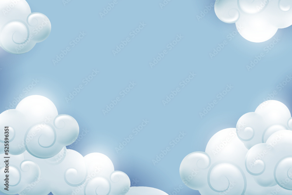 Wall mural blue background chinese traditional clouds are blue-white at the edges. asian decorative element for