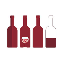 Wine symbol set, logo. Winery, restaurant, drink concept.