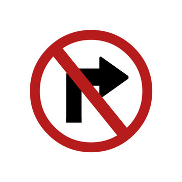 No Turn Right Sign Icon PNG Royalty Free