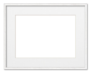 Empty frame. Blank white mounted large landscape frame transparent