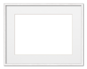Empty frame. Blank white mounted large landscape frame transparent