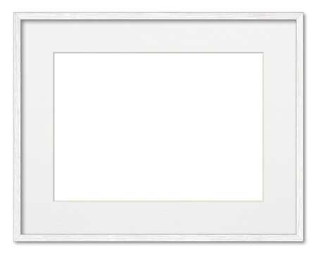 Empty frame. Blank white mounted large landscape frame transparent