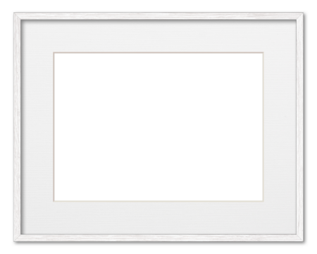Empty frame. Blank white mounted large landscape frame transparent