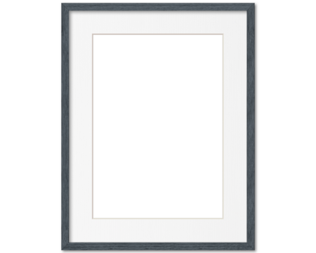 Empty frame. Blank grey mounted large portrait frame transparent