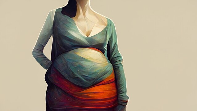 Illustration of a pregnant woman - abortion or pregnancy concept