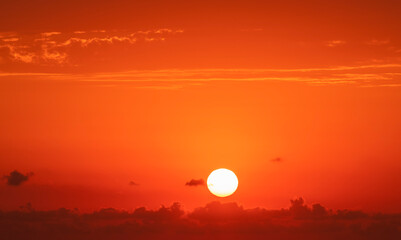 Beautiful bright sunset sky.  Sunset sky background.