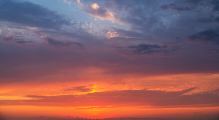 Beautiful bright sunset sky.  Sunset sky background.