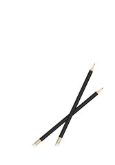 Pencil, eraser and paper. Stationery object set.