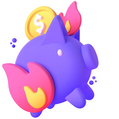 Piggy Bank  in 3d render for graphic asset web presentation or other