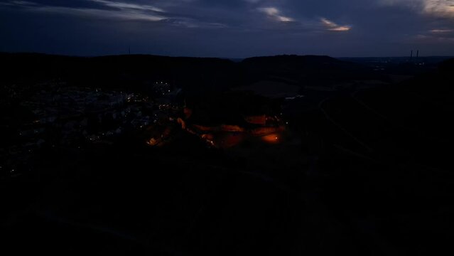 Castle Weibertreu in Weinsberg by night