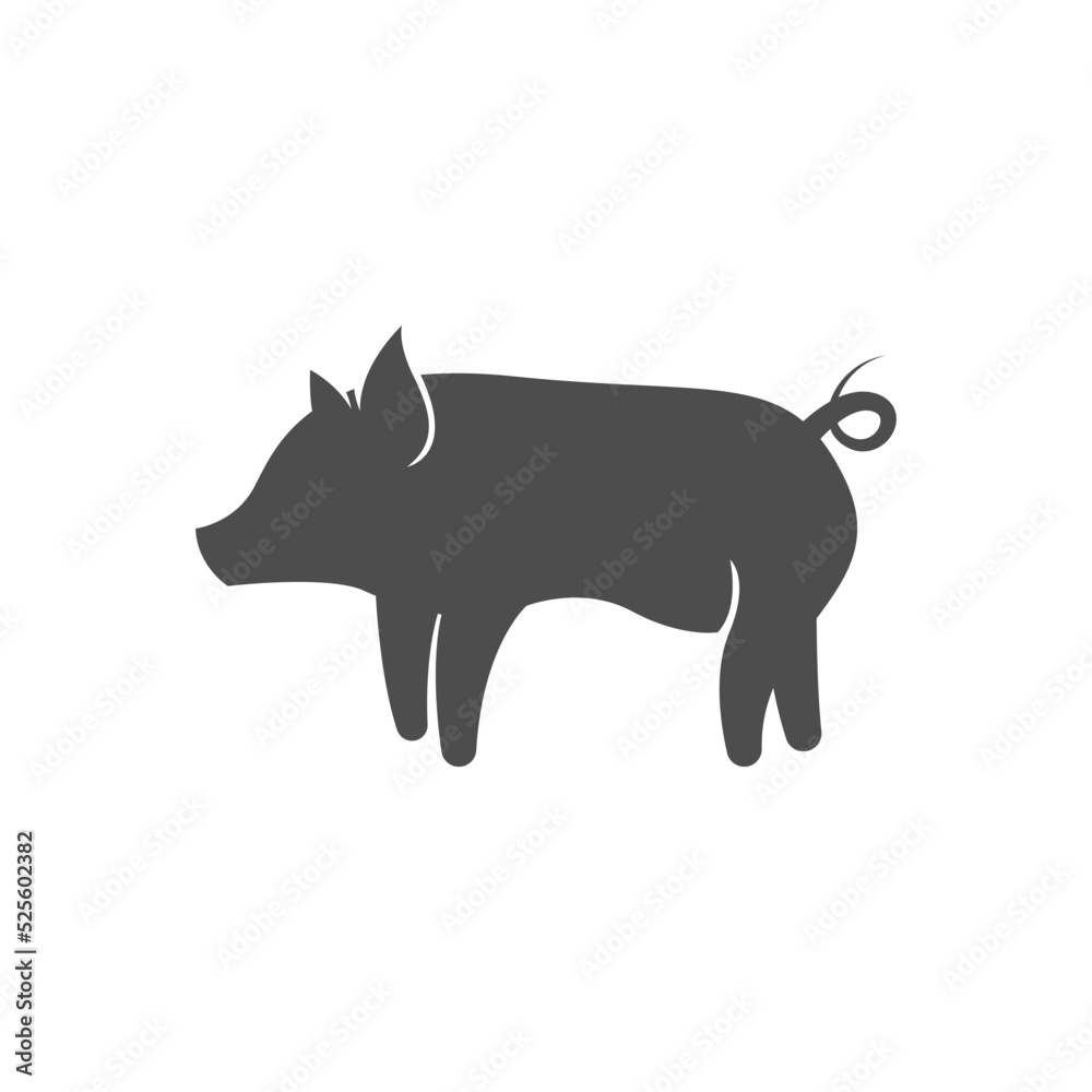 Sticker Gray pig icon isolated on a white background