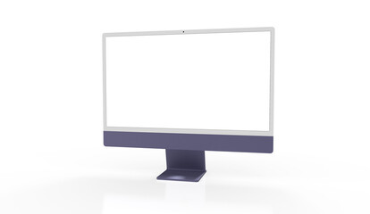 Computer display with blank white screen 3d