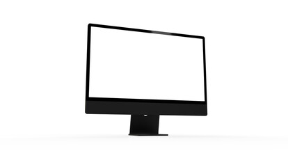 Realistic 3D Computer, with a white screen, isolated on a background