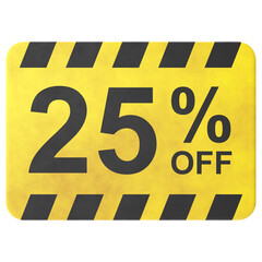 Twenty five percent off. 25% off. Sale badge.