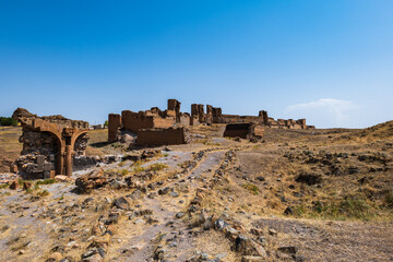 Ani Ancient Ruin landscape view near Kars, eastern Turkey, closed to Armenian border  