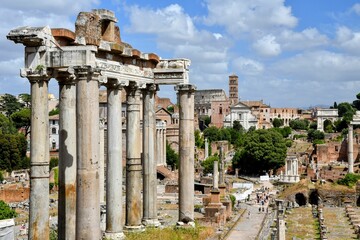 Scenic shot of the Temple of Saturn in Rome, Italy