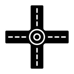 Road Intersection Glyph Icon