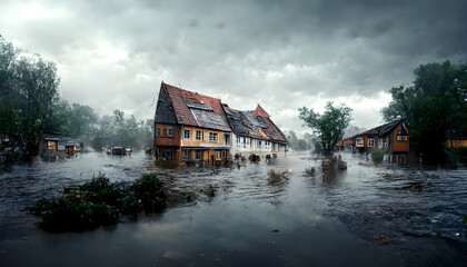 Flooding of houses and villages