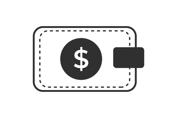  Wallet icon with dollar symbol. Digital wallet vector icon. Linear style sign for mobile concept and web design. digital wallet symbol illustration. Wallet pictogram line art