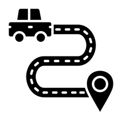 Driving Route Glyph Icon