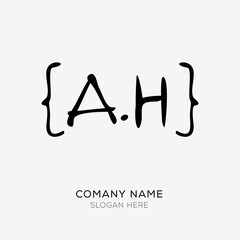 A_H, AH initial vector letter logo Design.