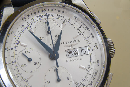 Den Helder, Netherlands. August 2022. Close up of the dial of a wristwatch.